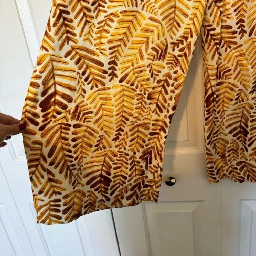 Anthropologie CECILIA PETTERSSON Pull-On Floral Leaf Print Wide Leg Pants - Picture 2 of 7